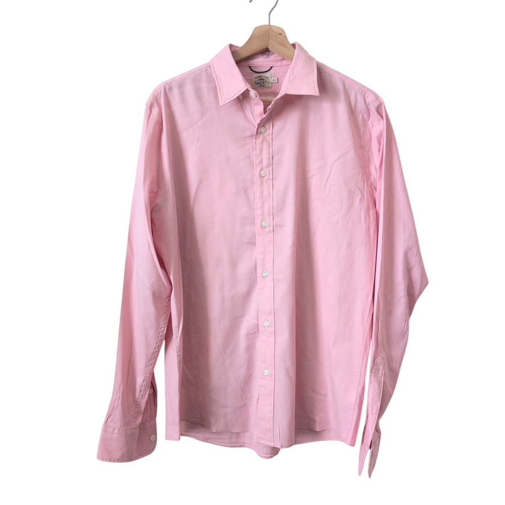 Faherty Brand Mens Pink Long Sleeve Button Down Shirt Size Medium Stretch Cotton